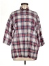 Max Studio 100% Cotton Plaid Gray 3/4 Sleeve Button-Down Shirt Size M - photo 1