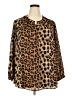 Daniel Rainn 100% Polyester Animal Print Brown Long Sleeve Blouse Size 2X - photo 1