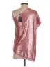 Tart 100% Polyester Metallic Silver Short Sleeve Top Size XS - photo 2