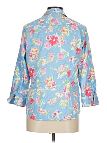 Chaps 3/4 Sleeve Button-Down Shirt (view 2)