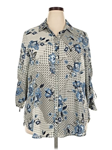 Sara Michelle 3/4 Sleeve Button-Down Shirt (view 1)