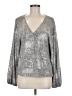 By Anthropologie Metallic Silver Long Sleeve Blouse Size M - photo 1