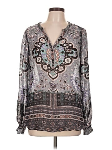Hale Bob Long Sleeve Silk Top (view 1)