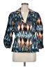 Chico's Print Blue Blazer Size Med (1) - photo 1