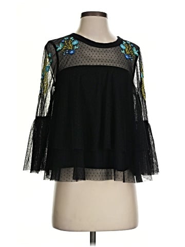Kaari Blue 3/4 Sleeve Blouse (view 1)