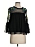 Kaari Blue 100% Polyester Black 3/4 Sleeve Blouse Size S - photo 1