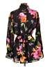 IMAN 100% Polyester Floral Black Long Sleeve Blouse Size L - photo 2