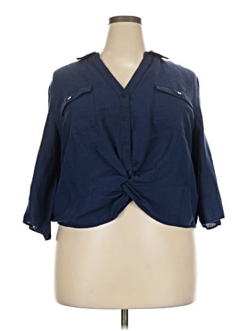 INC International Concepts 3/4 Sleeve Button-Down Shirt (view 1)