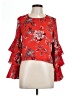 Glamorous 100% Polyester Red Long Sleeve Blouse Size 10 Petite - photo 1