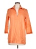 Theory 100% Cotton Orange 3/4 Sleeve Button-Down Shirt Size L - photo 1