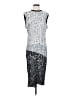 Helmut Lang 100% Silk Graphic Silver Cocktail Dress Size 4 - photo 1