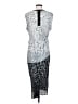 Helmut Lang 100% Silk Graphic Silver Cocktail Dress Size 4 - photo 2