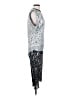 Helmut Lang 100% Silk Graphic Silver Cocktail Dress Size 4 - photo 4