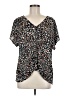 West Kei 100% Polyester Animal Print Black Short Sleeve Blouse Size M - photo 1