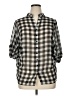 Millau Checkered-gingham Gray 3/4 Sleeve Button-Down Shirt Size XL - photo 1