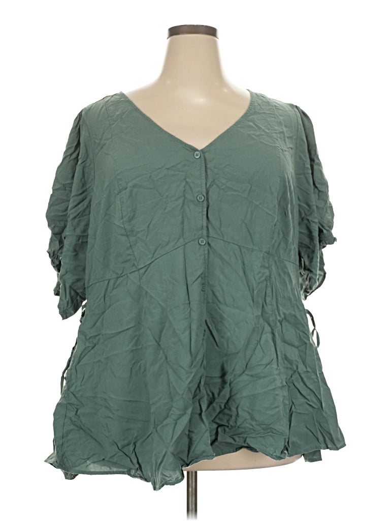 Pre-owned Torrid Short Sleeve Blouse In Green