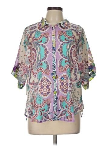 Johnny Was 3/4 Sleeve Silk Top (view 1)