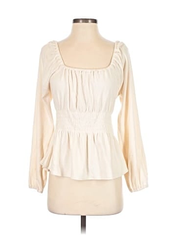 Madewell Plush Square-Neck Smocked Top (view 1)