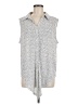 Adrianna Papell Polka Dots Silver Sleeveless Button-Down Shirt Size M (estimated) - photo 1