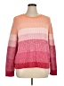 Talbots 100% Pima Cotton Color Block Pink Pullover Sweater Size XL - photo 1