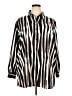 Investments 100% Polyester Stripes Black Long Sleeve Blouse Size 2X - photo 1