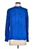 Parker 100% Silk Blue Long Sleeve Silk Top Size L - photo 1
