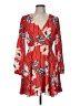 Express 100% Polyester Print Red Cocktail Dress Size M - photo 1