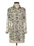 CAbi 100% Polyester Floral Silver 3/4 Sleeve Blouse Size XS - photo 1