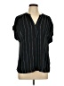 Apt. 9 100% Polyester Stripes Black Short Sleeve Blouse Size L - photo 1