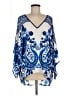 Venus 100% Polyester Blue 3/4 Sleeve Blouse Size M - photo 1