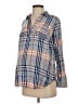 Isabel Maternity 100% Rayon Plaid Blue 3/4 Sleeve Button-Down Shirt Size XS Maternity - photo 1