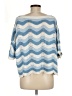 L Space 100% Cotton Chevron-herringbone Blue Poncho Size M - photo 2