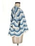 L Space 100% Cotton Chevron-herringbone Blue Poncho Size M - photo 4