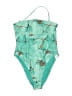 Forever 21 Print Teal One Piece Swimsuit Size L - photo 1