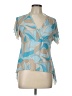 NY Invasion Blue Short Sleeve Blouse Size L - photo 1