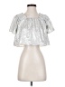 Queen of Sparkles Metallic Silver Short Sleeve Blouse Size XS - photo 1