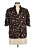 Gap 100% Cotton Floral Brown 3/4 Sleeve Button-Down Shirt Size M - photo 1