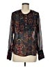 Converse 100% Polyester Damask Teal Long Sleeve Blouse Size M - photo 1