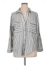 Flower & Feather Stripes Silver 3/4 Sleeve Blouse Size 1X - photo 1