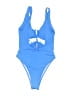 Unbranded Solid Blue One Piece Swimsuit Size L - photo 2