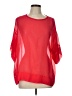 BCBGMAXAZRIA 100% Silk Solid Red Short Sleeve Silk Top Size L - photo 1