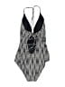 Athena Chevron-herringbone Gray One Piece Swimsuit Size 8 - photo 2
