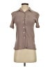Unbranded 100% Silk Brown Short Sleeve Silk Top Size P (petite) - photo 1