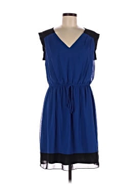 en focus studio blue dress En Focus Studio Dress Women 10 Blue Sheath Midi Lined Short Sleeve Casual Solid