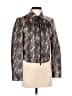 Worth New York 100% Leather Animal Print Brown Gray Leather Jacket Size 2 - photo 1
