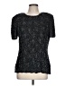 Papell Boutique Evening 100% Silk Silver Short Sleeve Top Size L - photo 1