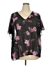 RACHEL Rachel Roy 100% Polyester Black Short Sleeve Blouse Size 3X - photo 1