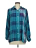 Soft Surroundings Plaid Teal Long Sleeve Blouse Size M (petite) - photo 1