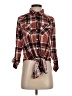Passport 100% Polyester Plaid Brown Long Sleeve Blouse Size S - photo 1