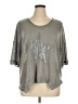 Monroe and Main 100% Polyester Metallic Silver Short Sleeve T-Shirt Size 1X - photo 1